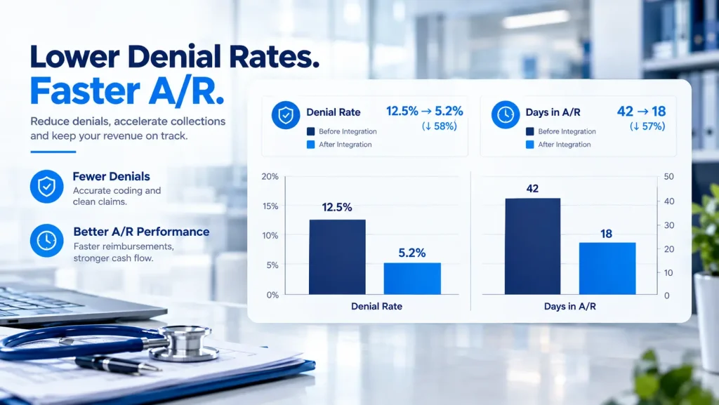 Chart showing medical billing denial rates and days in accounts receivable
